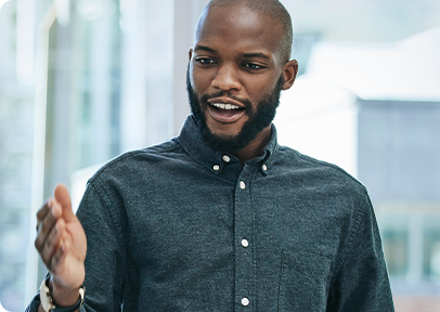 man presenting an idea in an office meeting