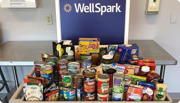 canned goods for giving back fundraiser