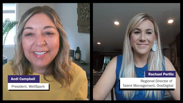 Andi Campbell and Rachael Perillo on a video call